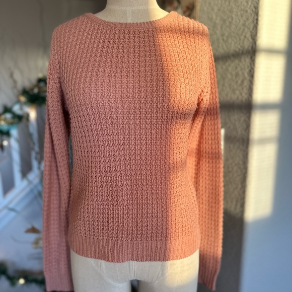 Cozy Pink Lattice Back Ambience Sweater - Picture 3 of 6